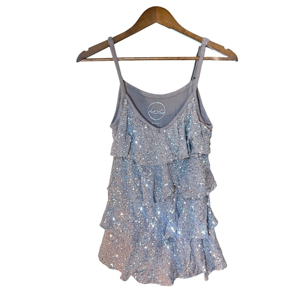 Vintage Y2K Silver Sequin Disco Rave Cami
